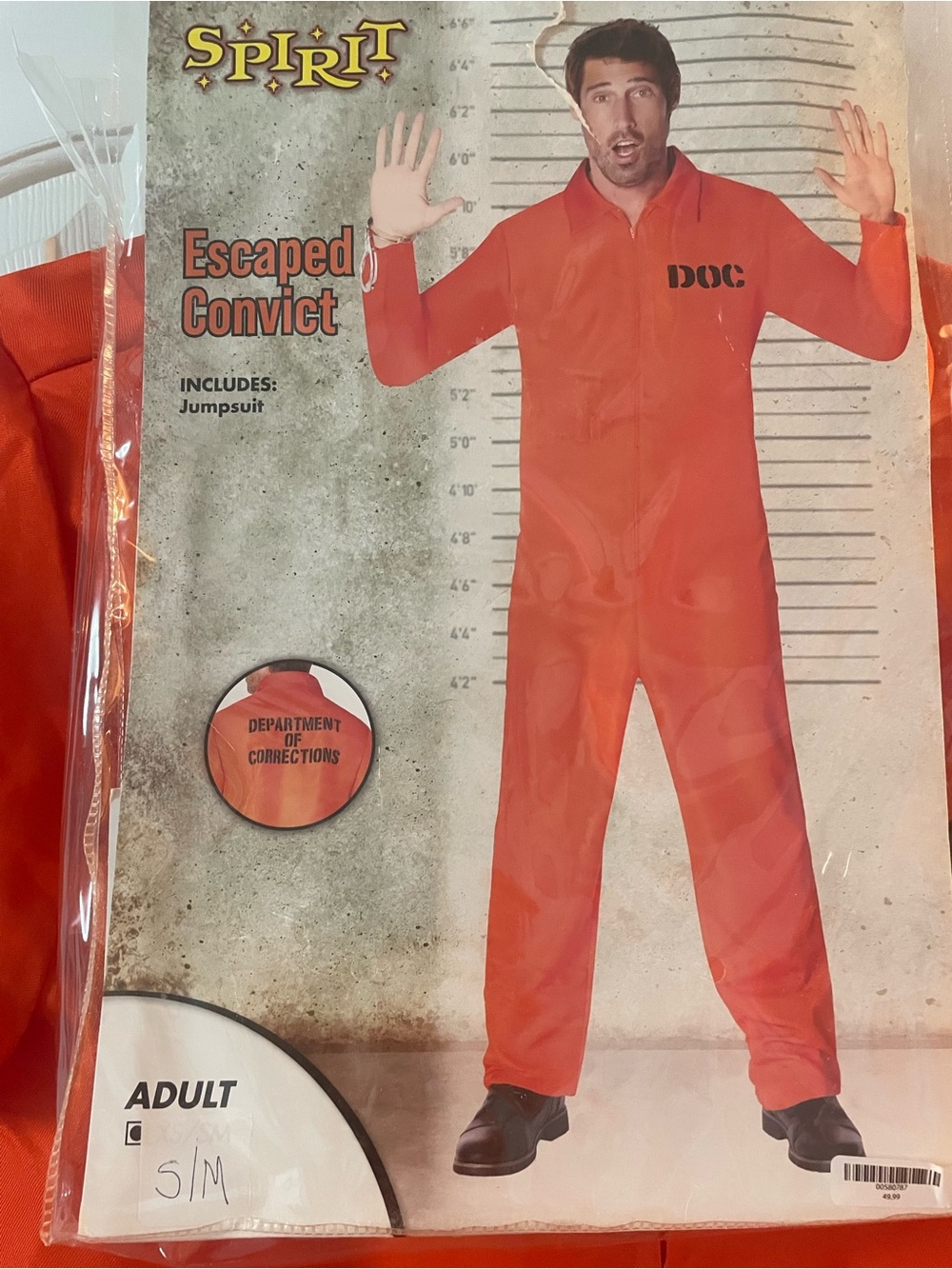 Spirit Halloween Escaped Convict Jumpsuit Costume